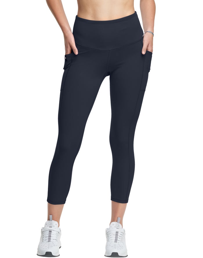 Champion Womens Leggings NZ - Absolute 3/4 Pocket Navy ( 6794-DORSL )